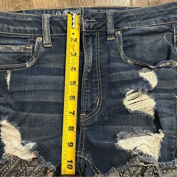 American Eagle Jeans Super Hi-Rise Shortie Womens Denim Raw Hem Zippers Shorts 6 - Picture 6 of 13
